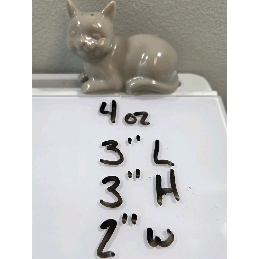 Replacement Piece Glossy Gray Ceramic Cat-Shaped Salt Shaker